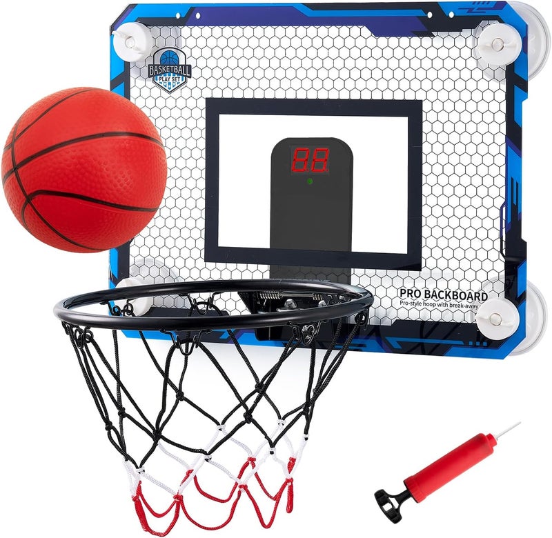 BOHEN Indoor Mini Basketball Hoops with Powerful Suction Cup, Stick to Windows, Wooden Doors, Smooth Walls - Basketball Backboard Indoor Bedroom Office for Kids Teens Adults - Image 1